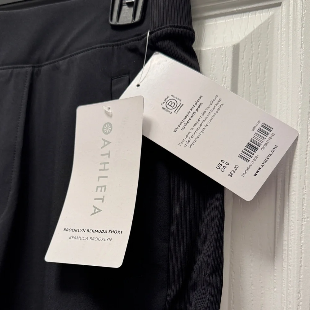 Size 0 - ATHLETA - Brooklyn Bermuda Black Athletic Shorts NEW $69 msrp